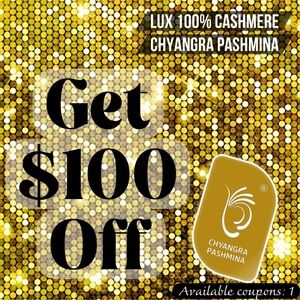 COUPON for 100% Cashmere Pashmina with Chyangra Logo ❣️GET $100 OFF‼️of 1 Scarf
